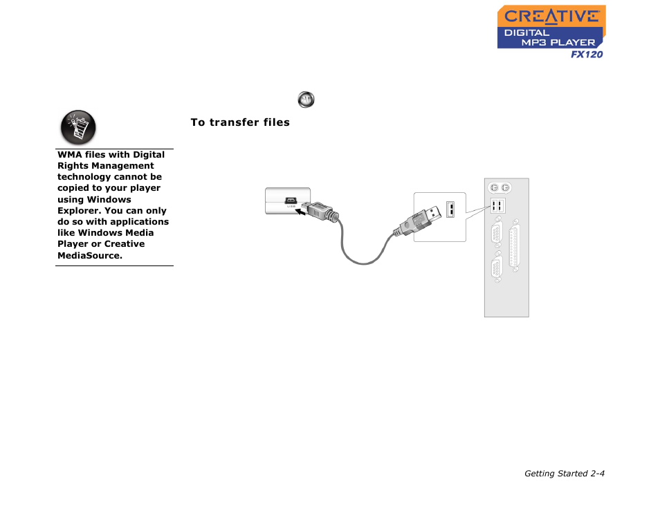 Transferring files, Transferring files -4 | CREATIVE Digtial MP3 Player FX120 User Manual | Page 18 / 61