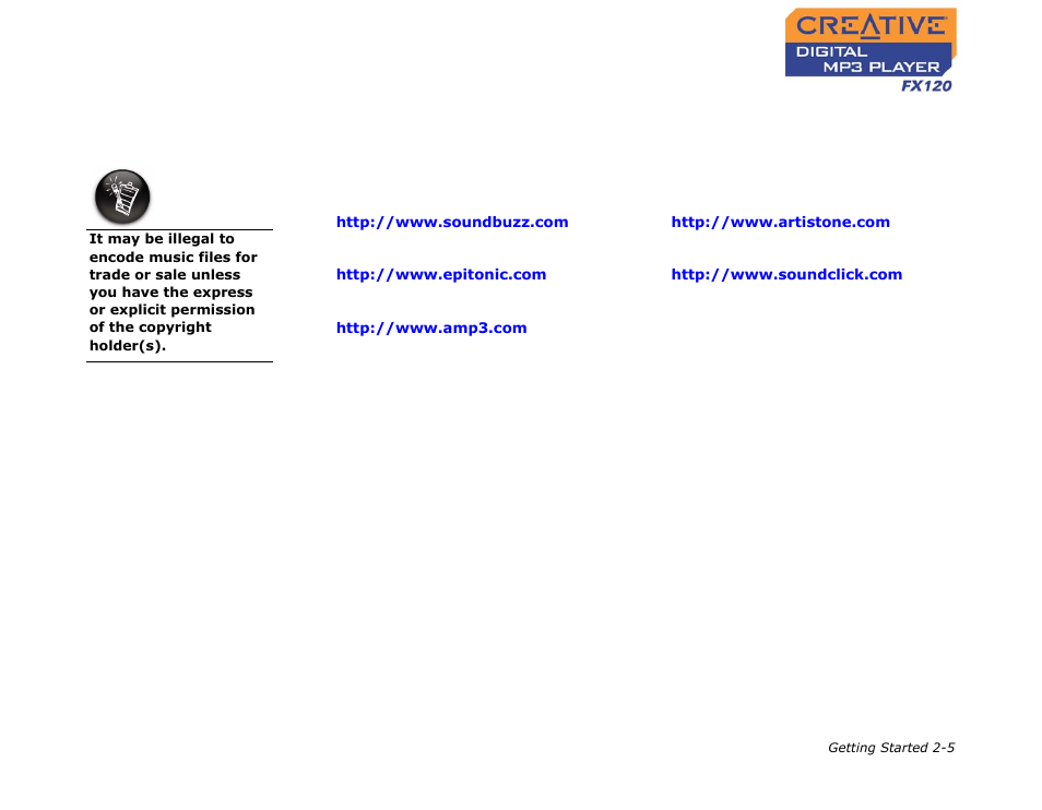 Downloading from the internet, Downloading from the internet -5 | CREATIVE Digtial MP3 Player FX120 User Manual | Page 19 / 61