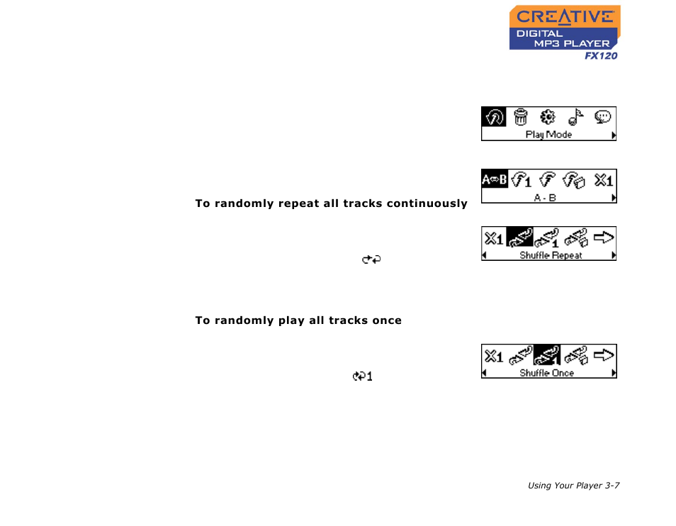 Shuffling music, Shuffling music -7 | CREATIVE Digtial MP3 Player FX120 User Manual | Page 28 / 61