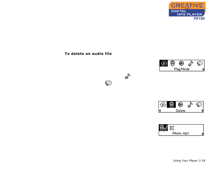 Deleting audio files, Deleting audio files -18 | CREATIVE Digtial MP3 Player FX120 User Manual | Page 39 / 61