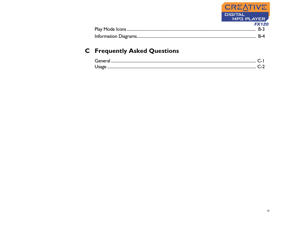 C frequently asked questions | CREATIVE Digtial MP3 Player FX120 User Manual | Page 6 / 61