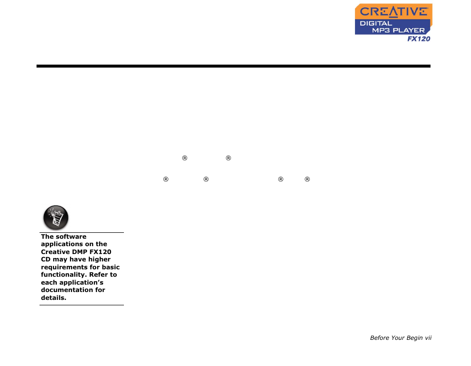 Introduction, Minimum system requirements, Before your begin | CREATIVE Digtial MP3 Player FX120 User Manual | Page 8 / 61