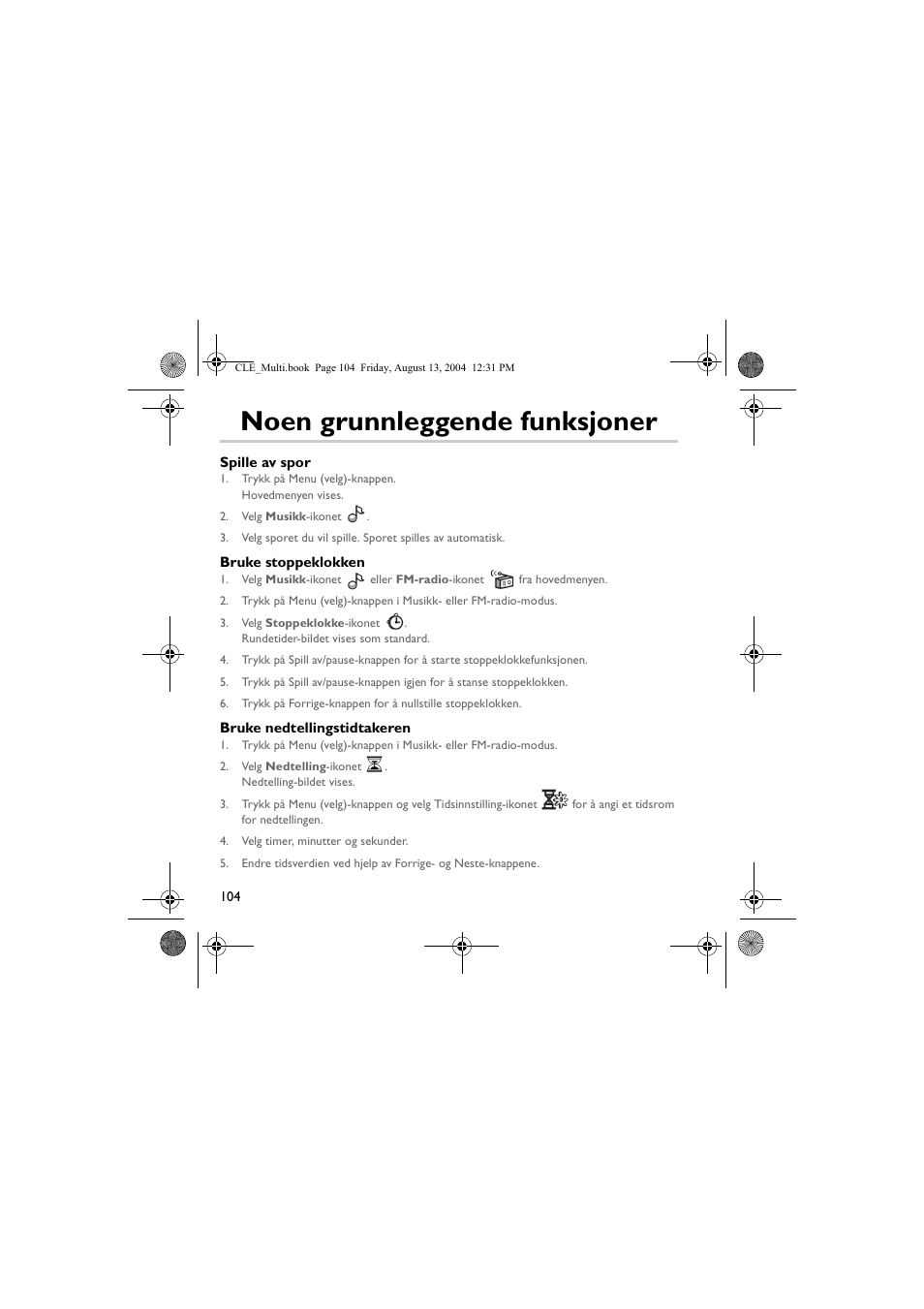 Noen grunnleggende funksjoner | CREATIVE CLE User Manual | Page 104 / 157