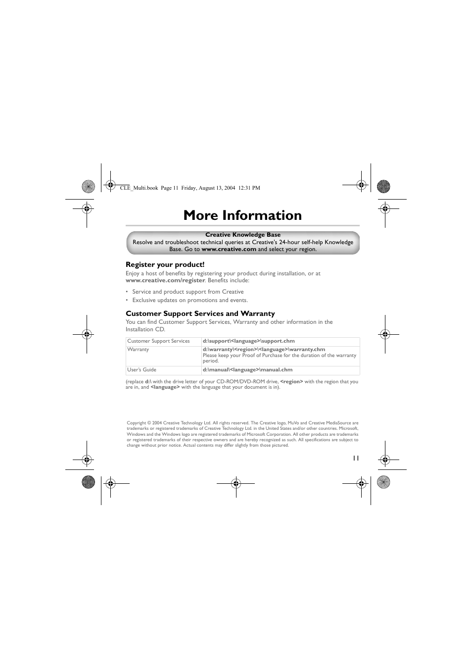 More information | CREATIVE CLE User Manual | Page 11 / 157