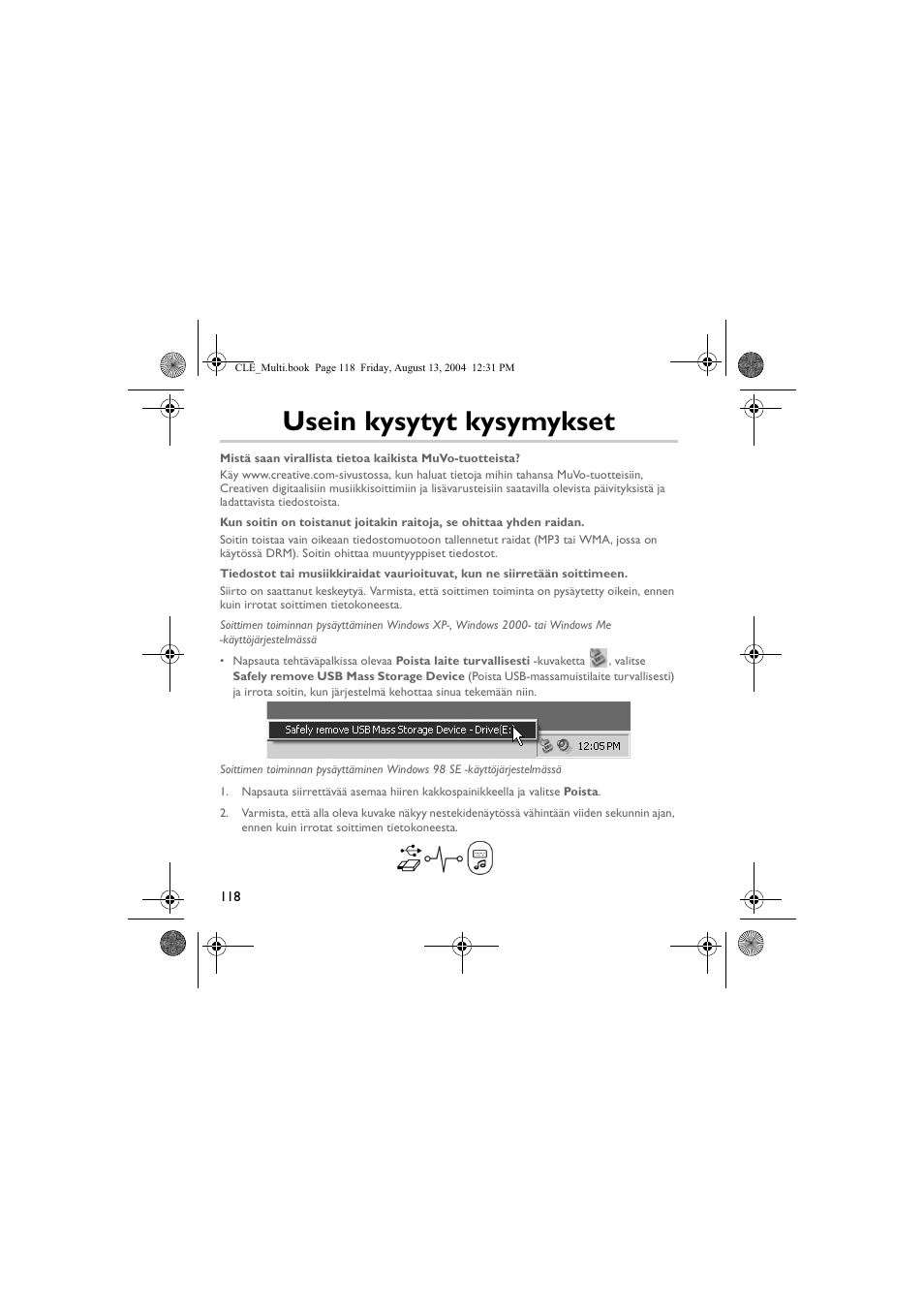 Usein kysytyt kysymykset | CREATIVE CLE User Manual | Page 118 / 157