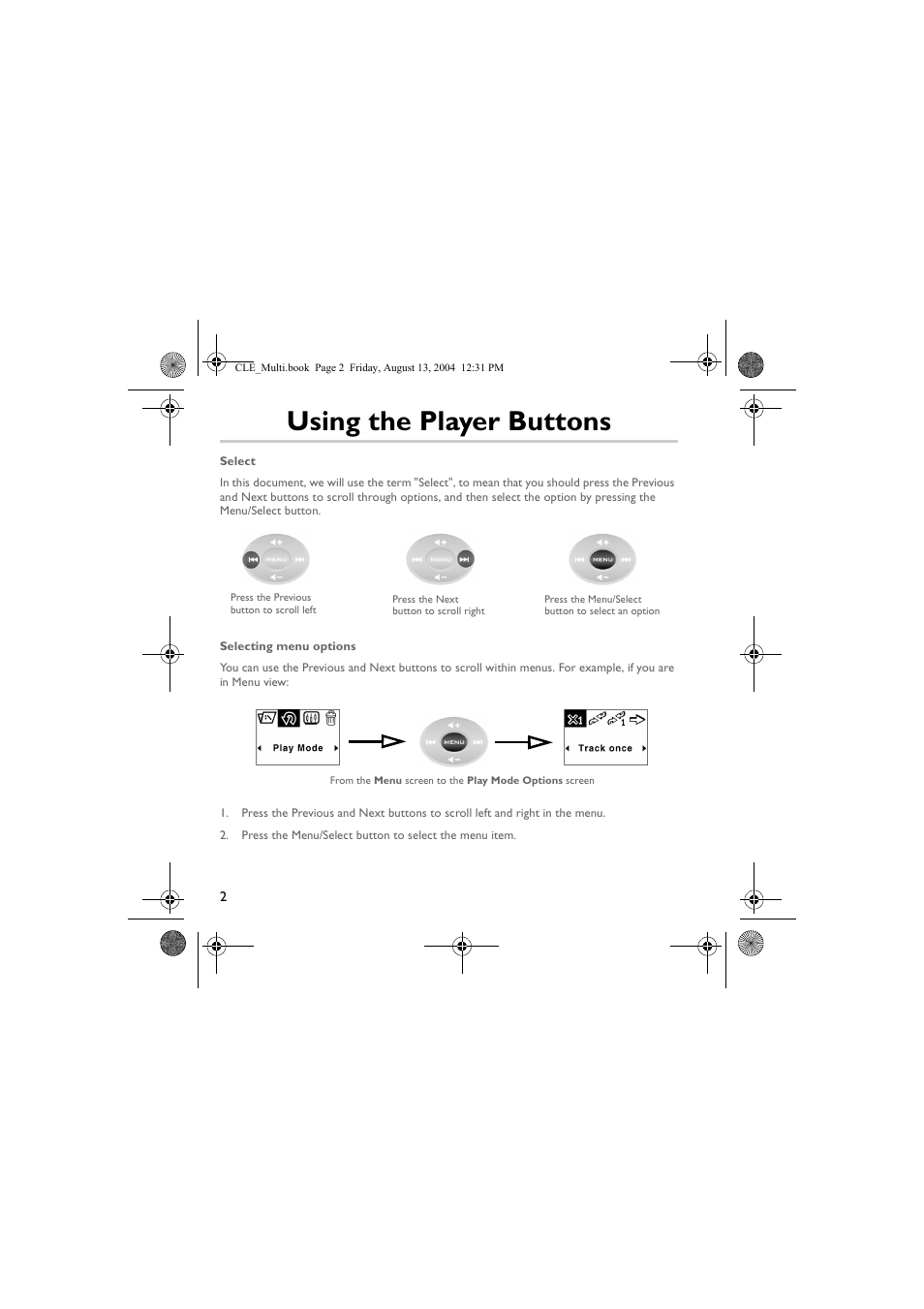 Using the player buttons | CREATIVE CLE User Manual | Page 2 / 157