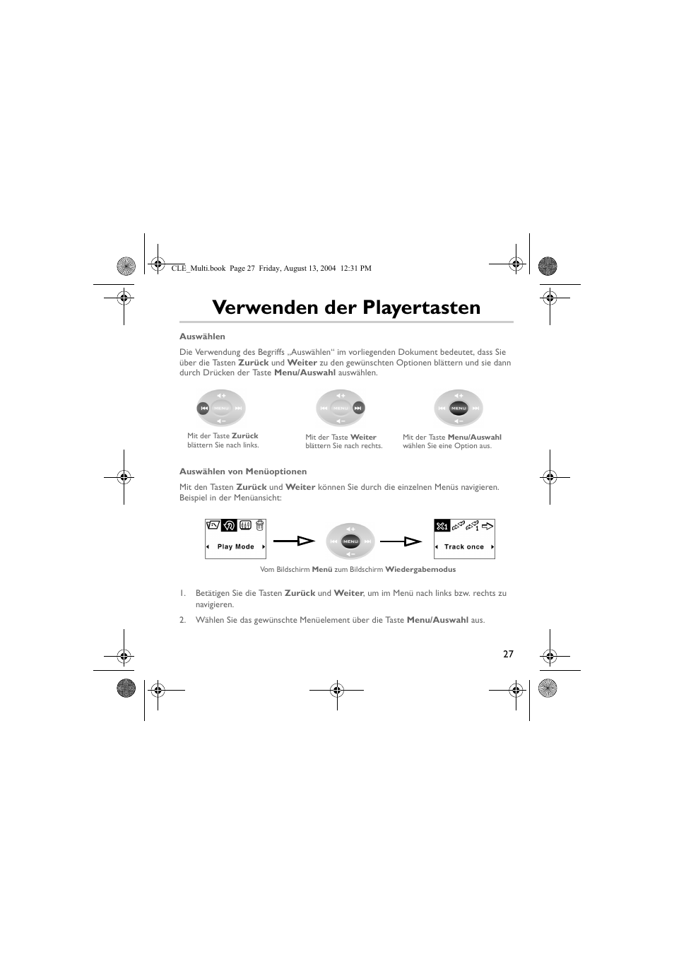 Verwenden der playertasten | CREATIVE CLE User Manual | Page 27 / 157