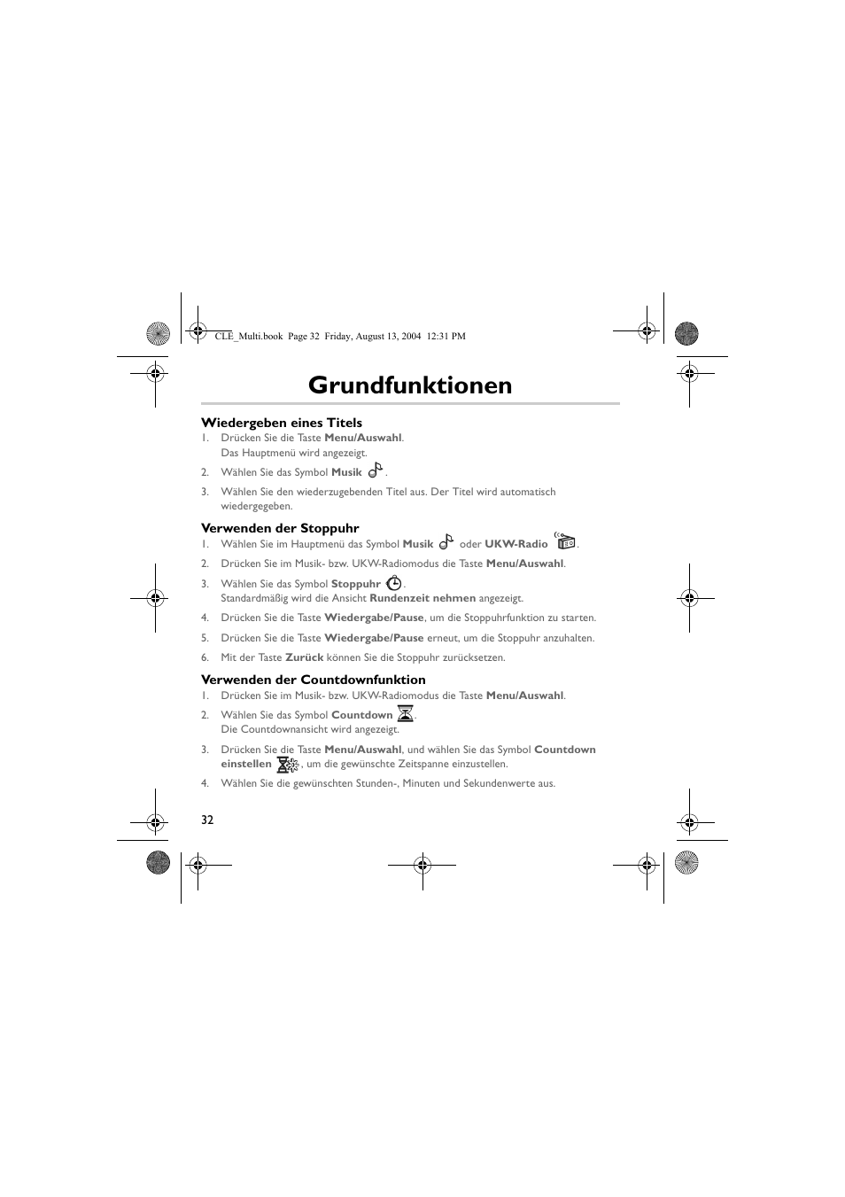 Grundfunktionen | CREATIVE CLE User Manual | Page 32 / 157