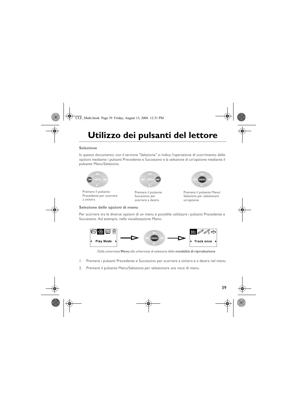 Utilizzo dei pulsanti del lettore | CREATIVE CLE User Manual | Page 39 / 157