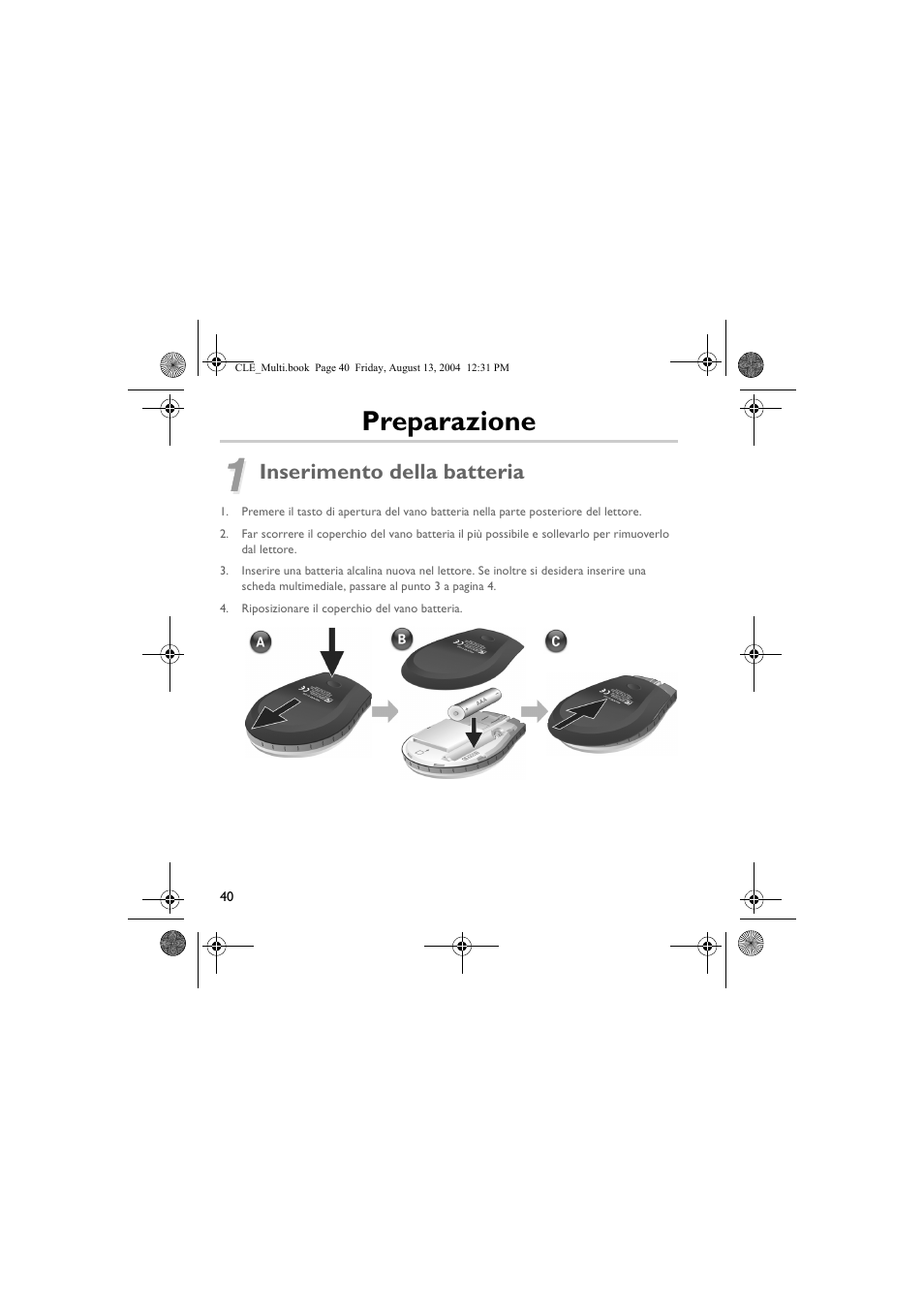 Preparazione | CREATIVE CLE User Manual | Page 40 / 157