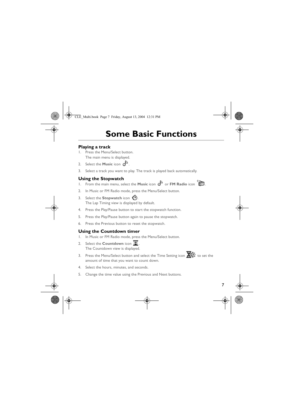 Some basic functions | CREATIVE CLE User Manual | Page 7 / 157