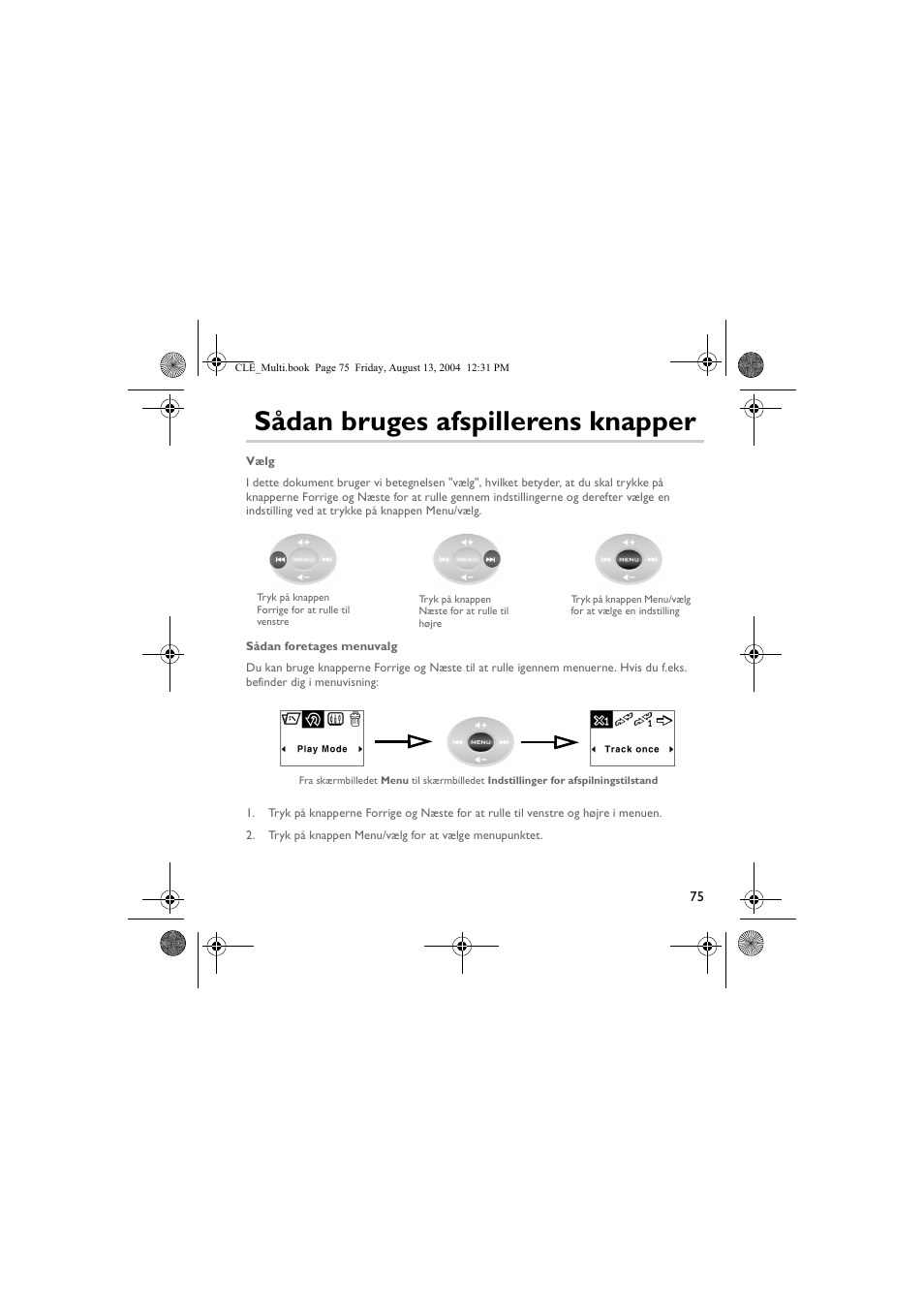 Sådan bruges afspillerens knapper | CREATIVE CLE User Manual | Page 75 / 157