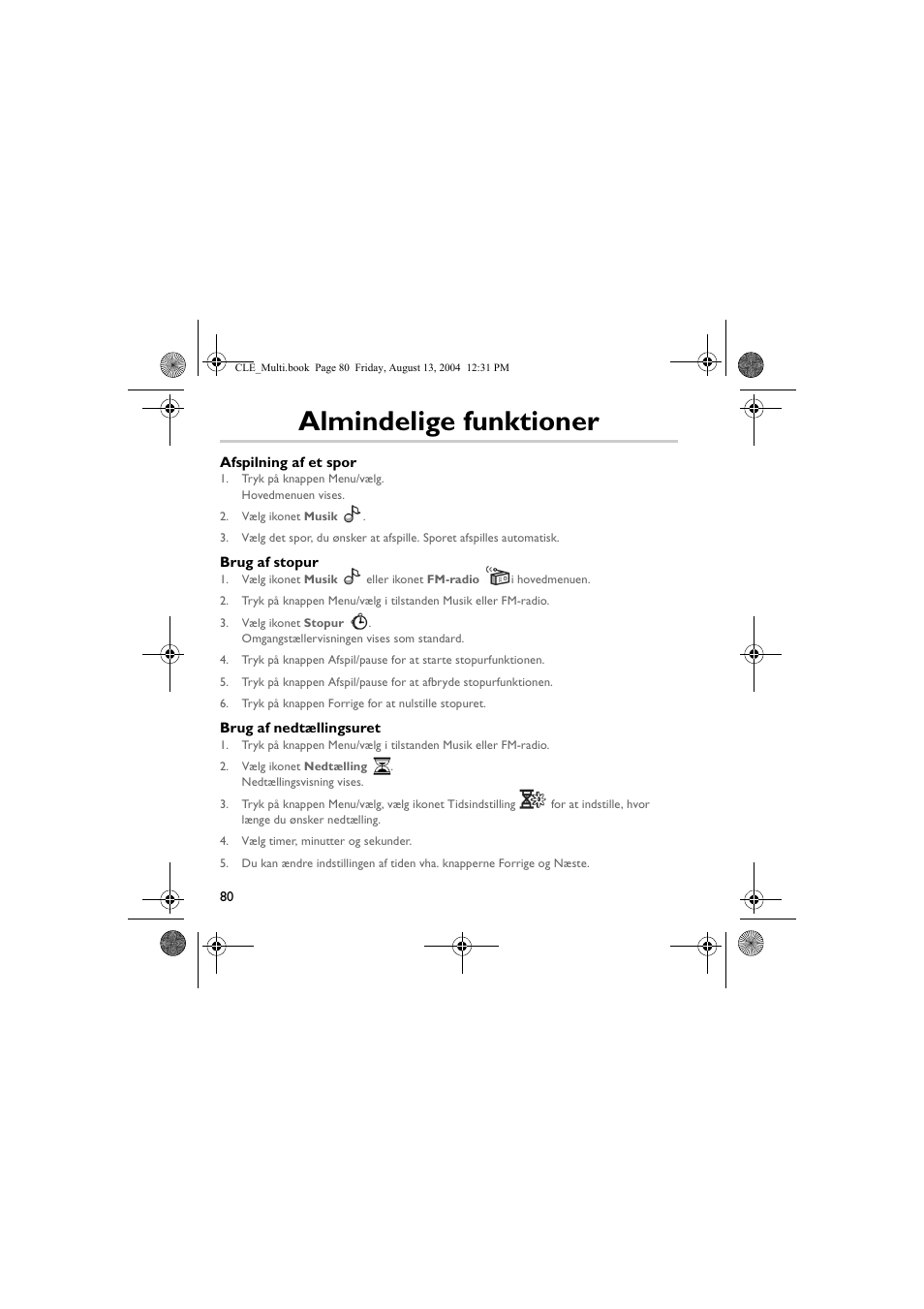 Almindelige funktioner | CREATIVE CLE User Manual | Page 80 / 157
