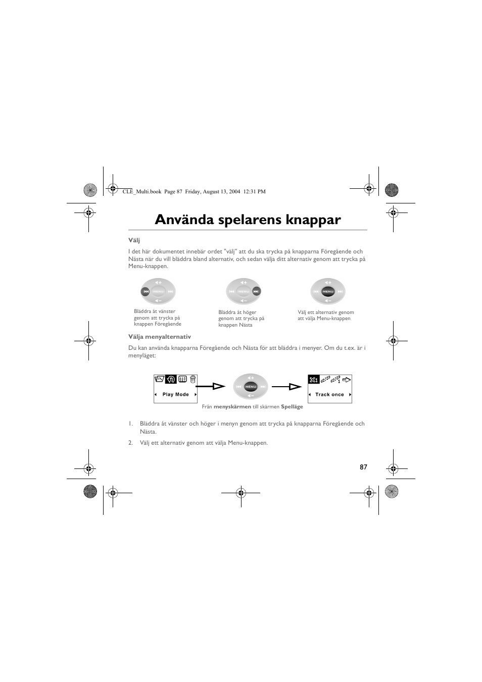 Använda spelarens knappar | CREATIVE CLE User Manual | Page 87 / 157
