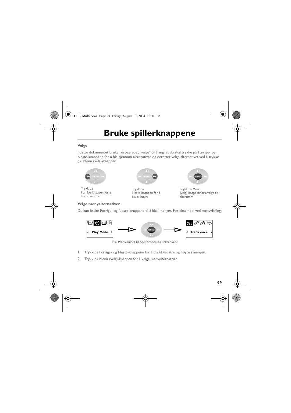 Bruke spillerknappene | CREATIVE CLE User Manual | Page 99 / 157