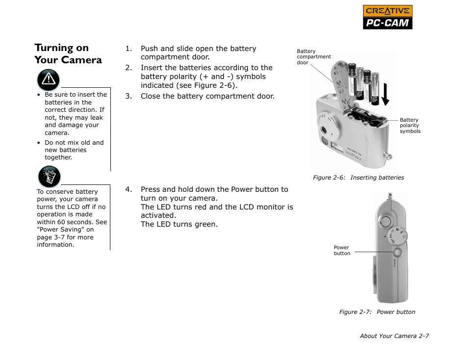 Turning on your camera, Turning on your camera -7 | CREATIVE PC-CAM 900 User Manual | Page 20 / 57