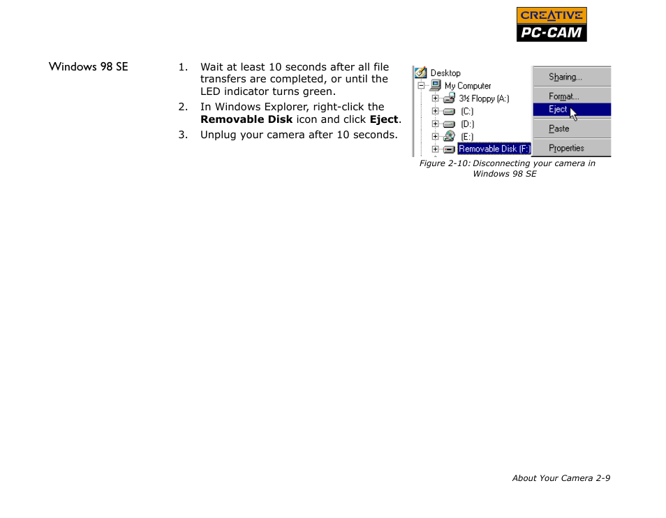 Windows 98 se, Windows 98 se -9 | CREATIVE PC-CAM 900 User Manual | Page 22 / 57