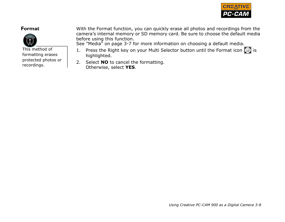 Format, Format -8 | CREATIVE PC-CAM 900 User Manual | Page 31 / 57