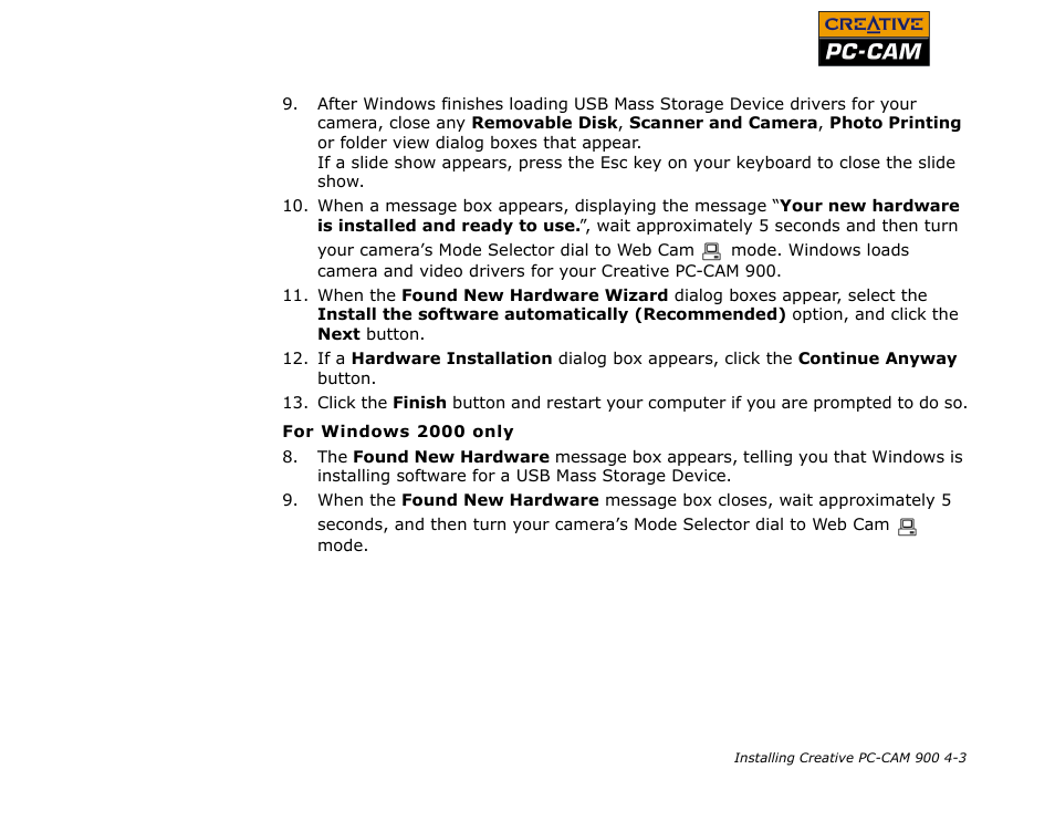 CREATIVE PC-CAM 900 User Manual | Page 35 / 57