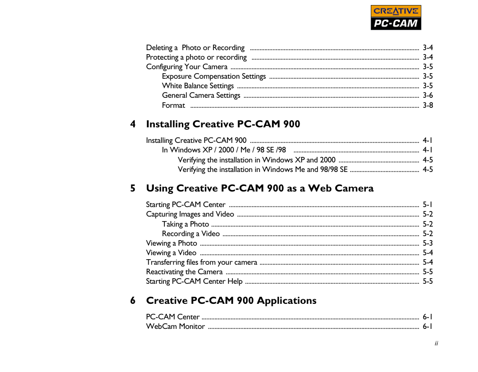 CREATIVE PC-CAM 900 User Manual | Page 5 / 57