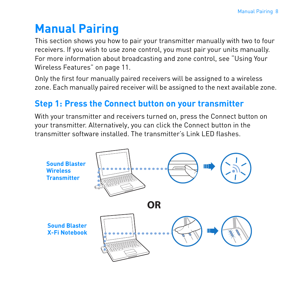 Manual pairing | CREATIVE WIRELESS RECEIVER SB1122 User Manual | Page 9 / 29