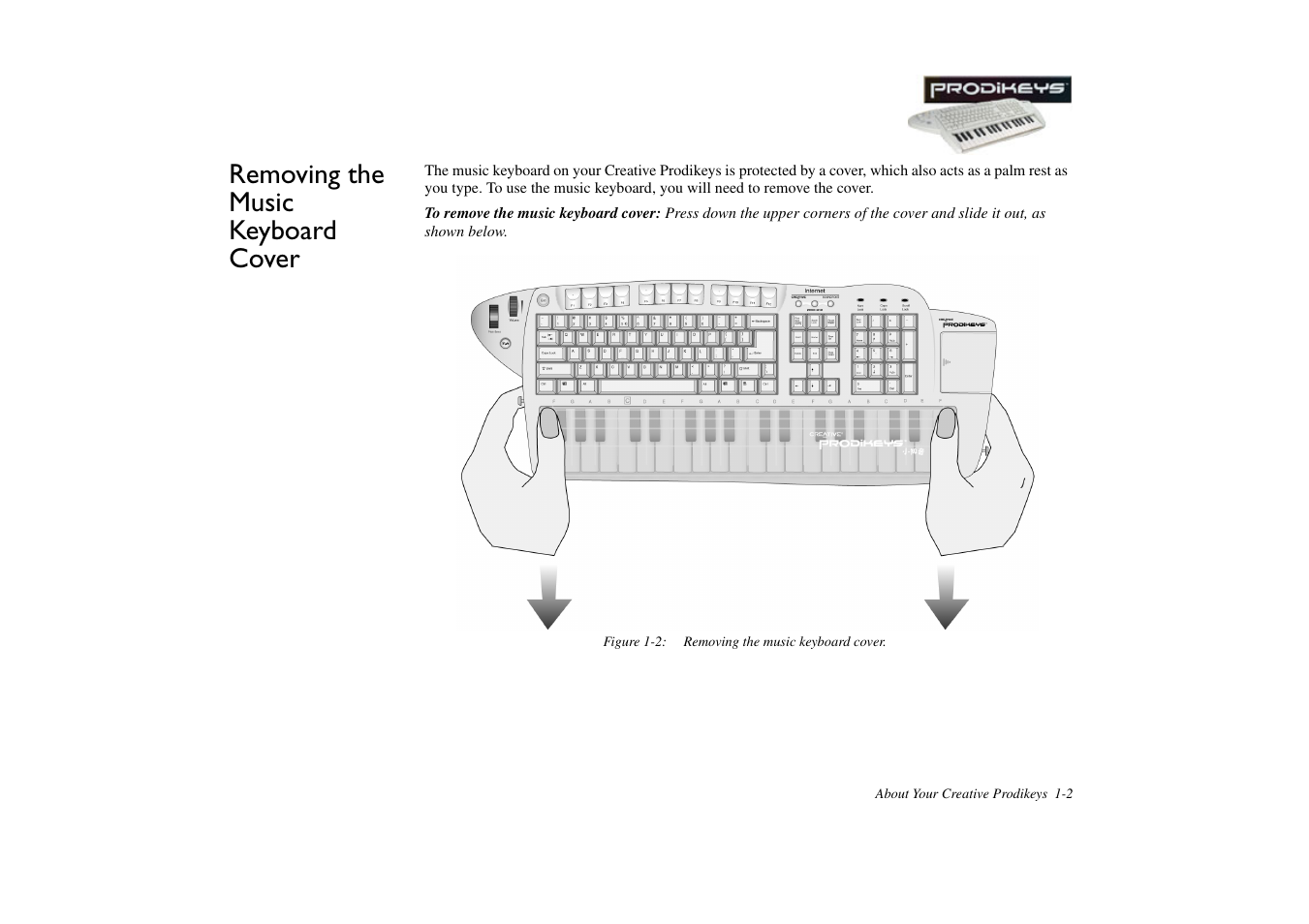 Removing the music keyboard cover, Removing the music keyboard cover -2 | CREATIVE Prodikeys User Manual | Page 12 / 24
