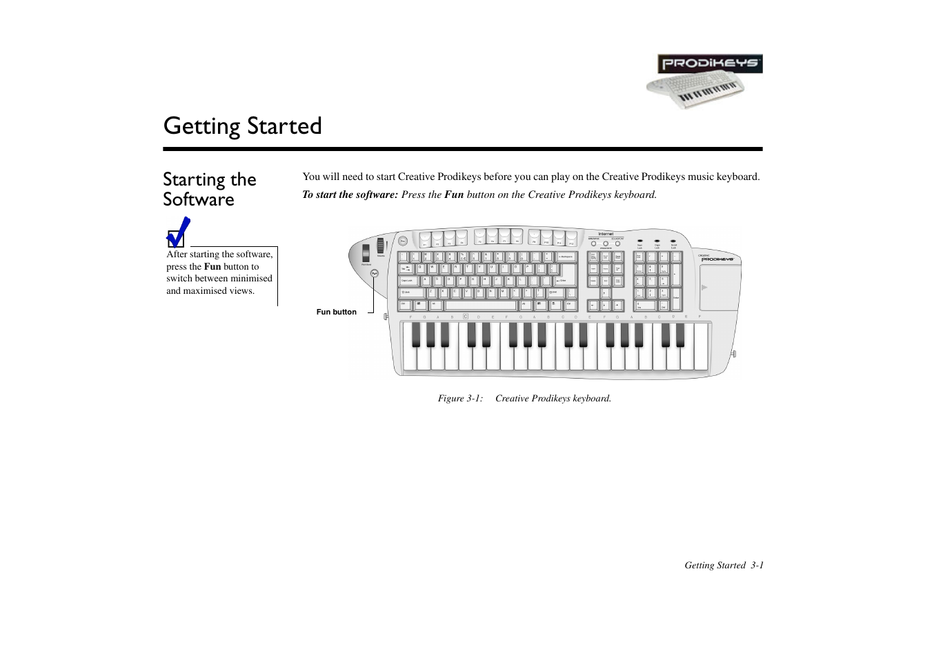 Starting the software, Starting the software -1, Getting started | CREATIVE Prodikeys User Manual | Page 18 / 24