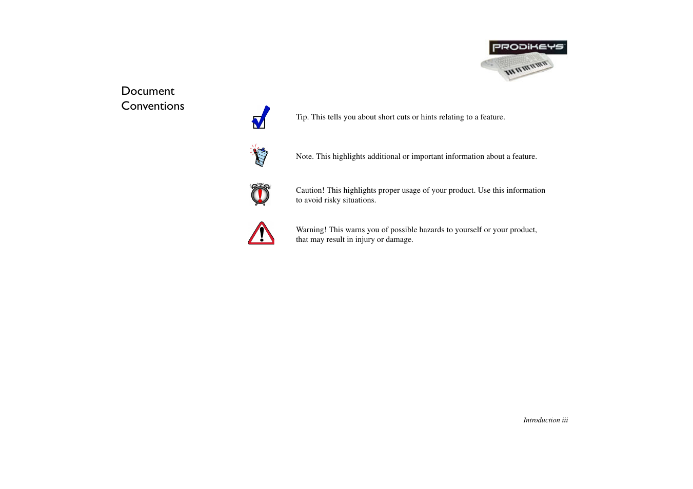 Document conventions | CREATIVE Prodikeys User Manual | Page 9 / 24