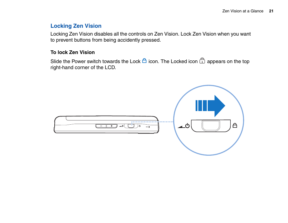 Locking zen vision | CREATIVE Zen Vision Cell Phone User Manual | Page 21 / 68