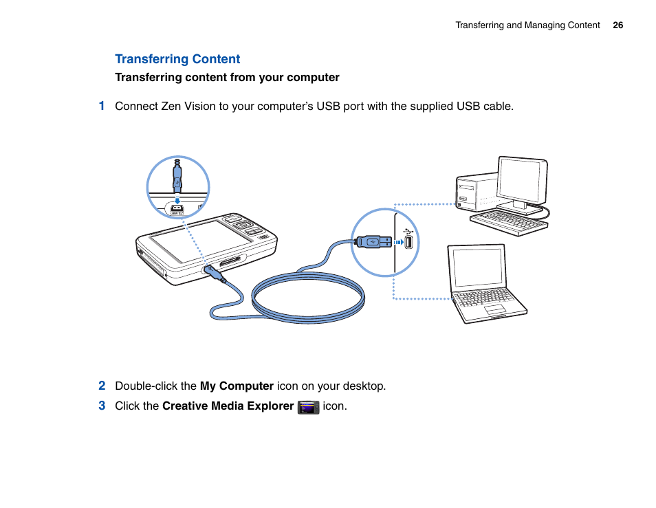 Transferring content | CREATIVE Zen Vision Cell Phone User Manual | Page 26 / 68