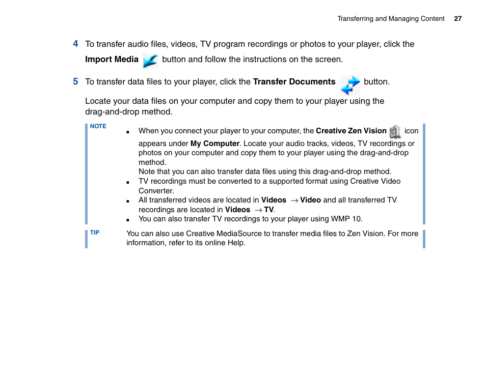 CREATIVE Zen Vision Cell Phone User Manual | Page 27 / 68