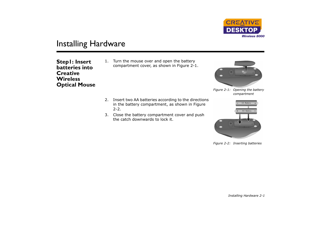 Installing hardware | CREATIVE Desktop Wireless 8000 User Manual | Page 17 / 37