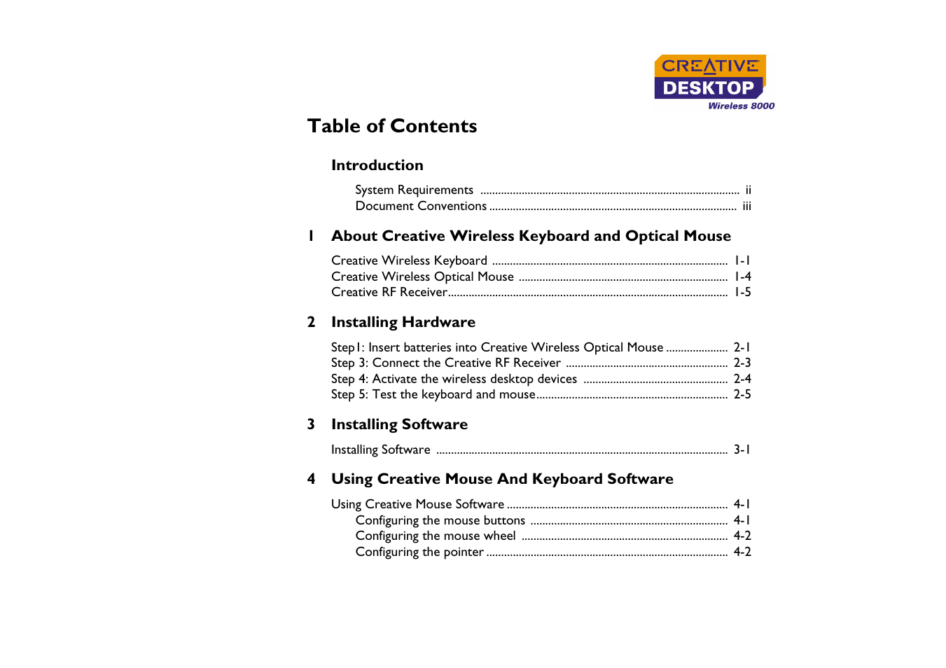 CREATIVE Desktop Wireless 8000 User Manual | Page 4 / 37