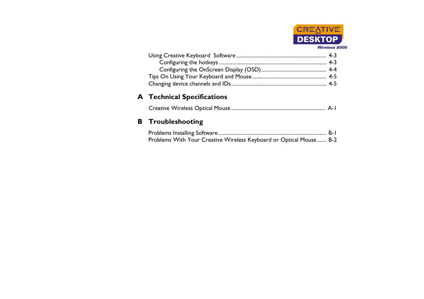 CREATIVE Desktop Wireless 8000 User Manual | Page 5 / 37