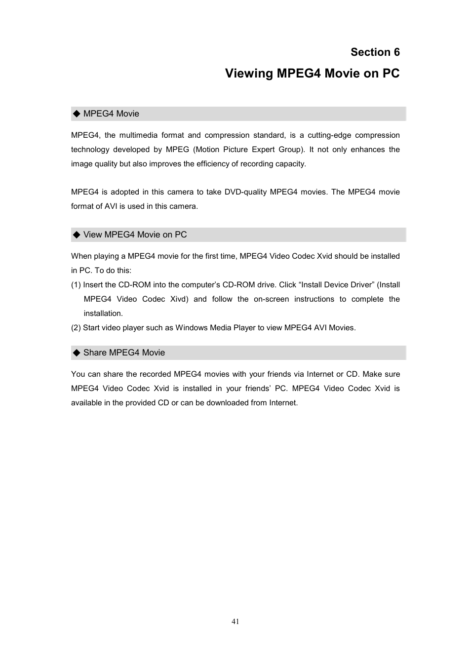 Viewing mpeg4 movie on pc | CREATIVE DiVi CAM 525D 525D User Manual | Page 42 / 61