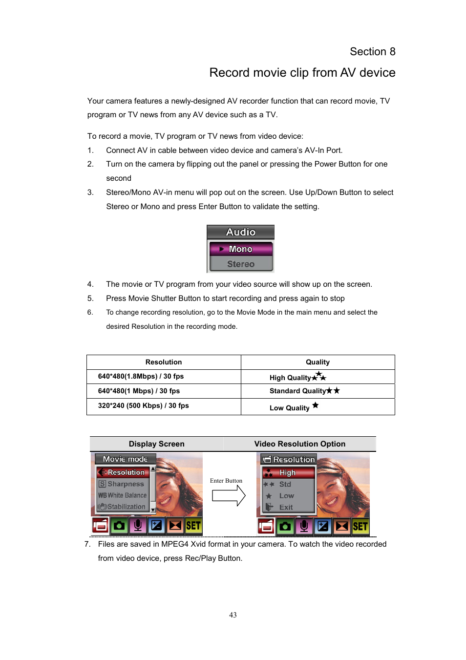 Record movie clip from av device | CREATIVE DiVi CAM 525D 525D User Manual | Page 44 / 61