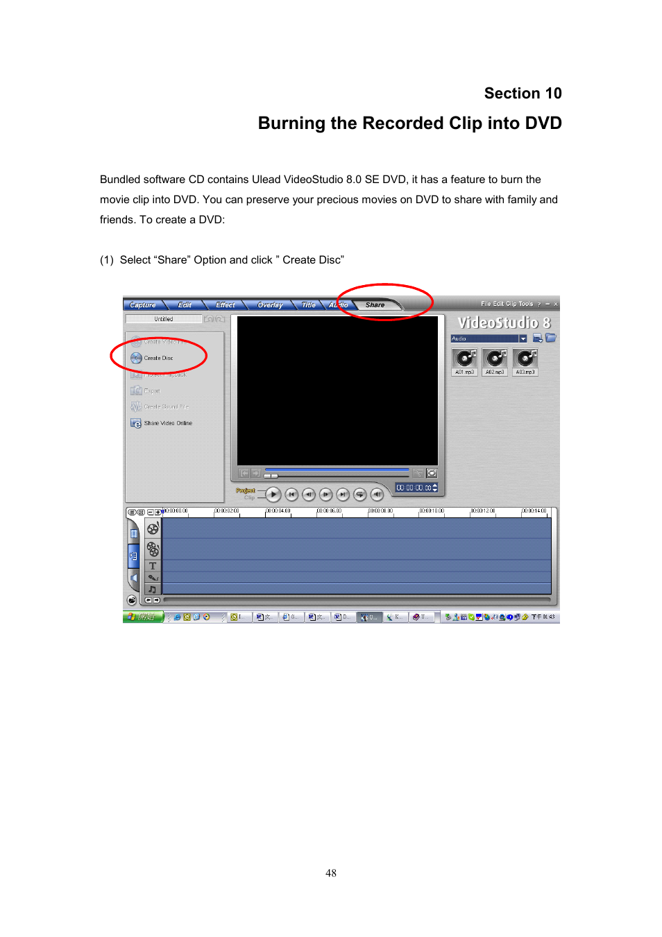 Burning the recorded clip into dvd | CREATIVE DiVi CAM 525D 525D User Manual | Page 49 / 61