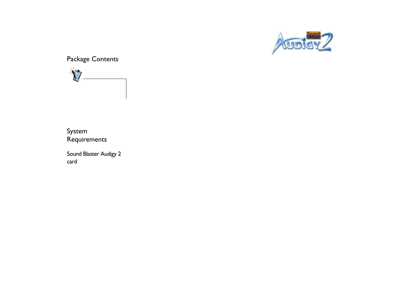 Package contents, System requirements | CREATIVE Sound Blaster Audigy 2 User Manual | Page 10 / 67