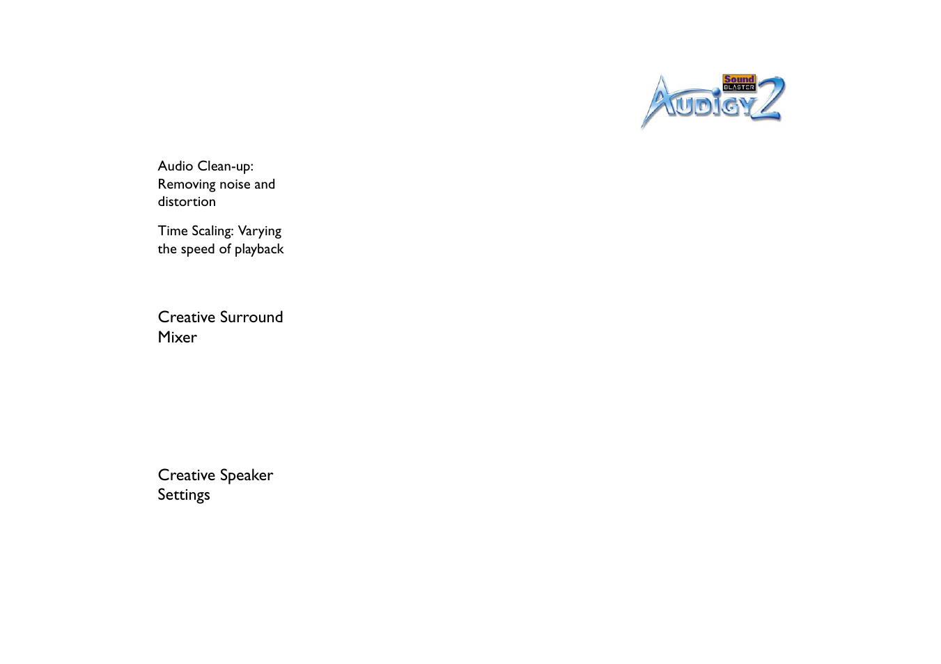 Creative surround mixer, Creative speaker settings | CREATIVE Sound Blaster Audigy 2 User Manual | Page 43 / 67