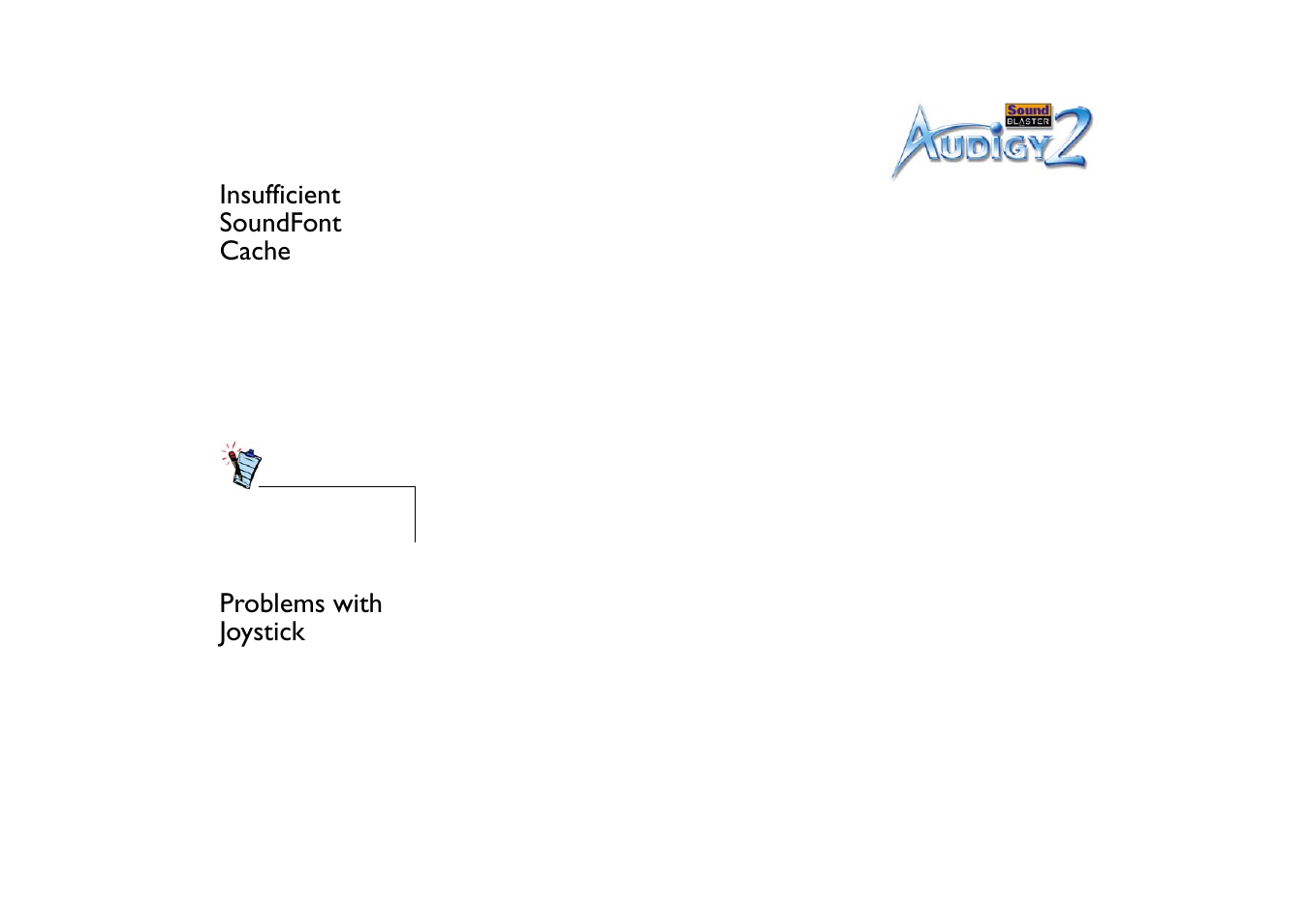 Insufficient soundfont cache, Problems with joystick | CREATIVE Sound Blaster Audigy 2 User Manual | Page 59 / 67