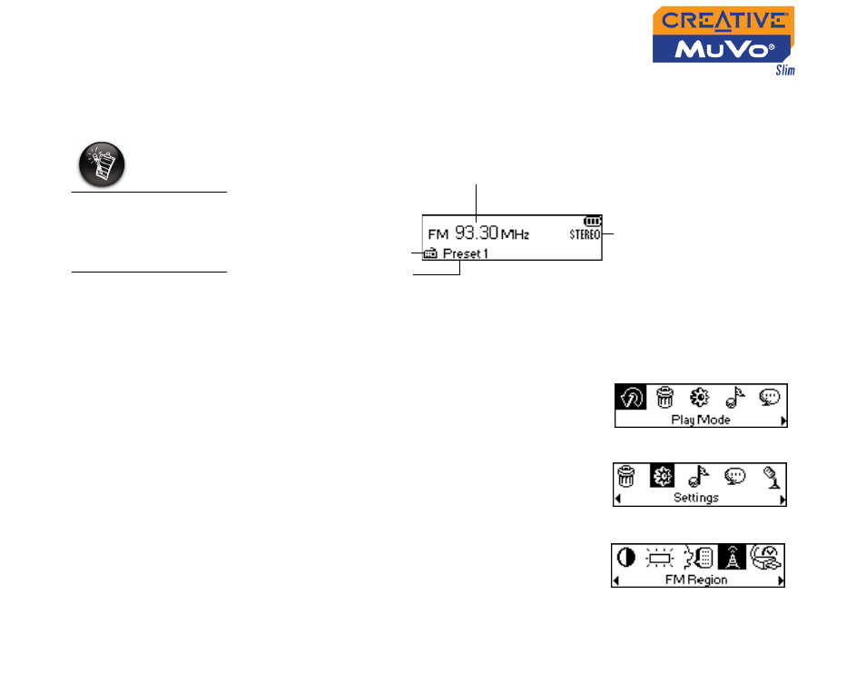 Listening to fm radio, Listening to fm radio -10 | CREATIVE MuVo Slim User Manual | Page 44 / 75