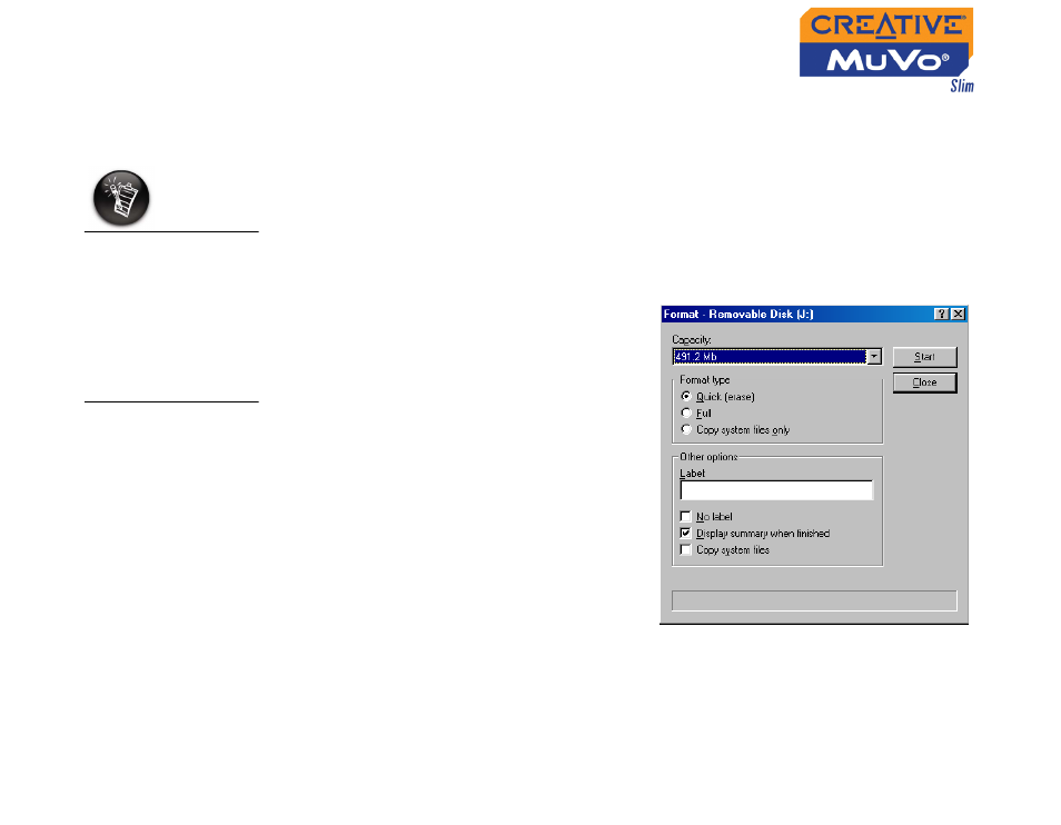 Formatting your player, Formatting your player -25 | CREATIVE MuVo Slim User Manual | Page 59 / 75