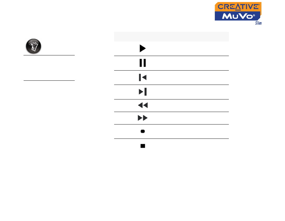 Playback icons | CREATIVE MuVo Slim User Manual | Page 66 / 75