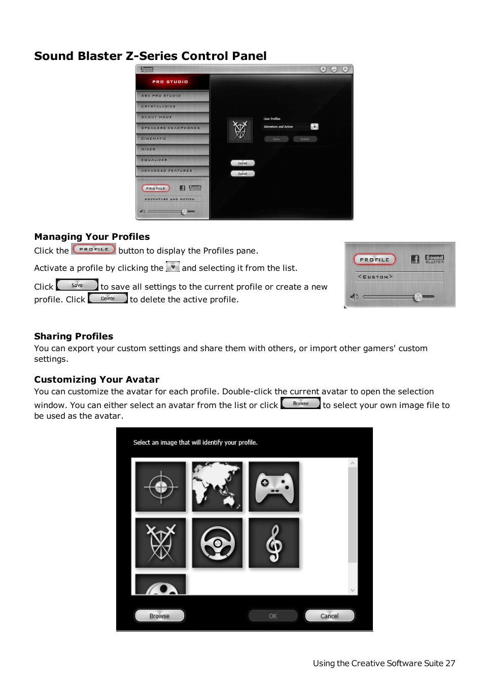 Sound blaster z-series control panel | CREATIVE Sound Blaster Z SB1500 User Manual | Page 28 / 49