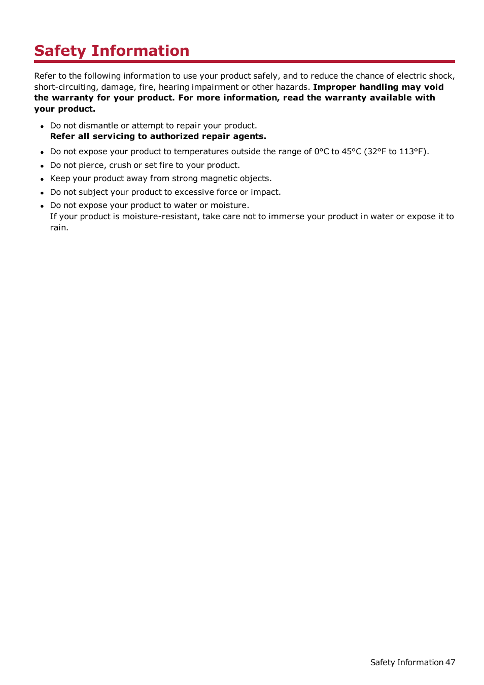 Safety information | CREATIVE Sound Blaster Z SB1500 User Manual | Page 48 / 49