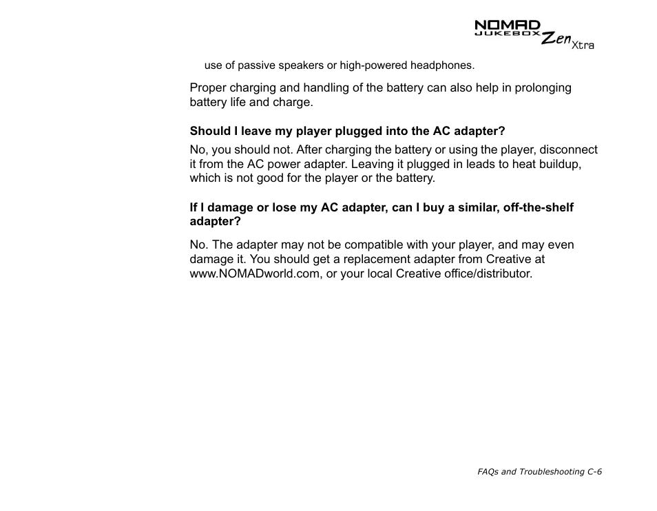 CREATIVE NOMAD Zen XTRA User Manual | Page 96 / 106