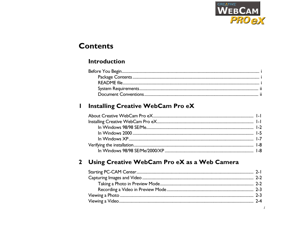 CREATIVE WebCam Pro eX User Manual | Page 4 / 34