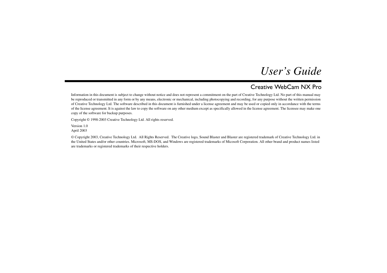 User’s guide | CREATIVE NX Pro User Manual | Page 2 / 30