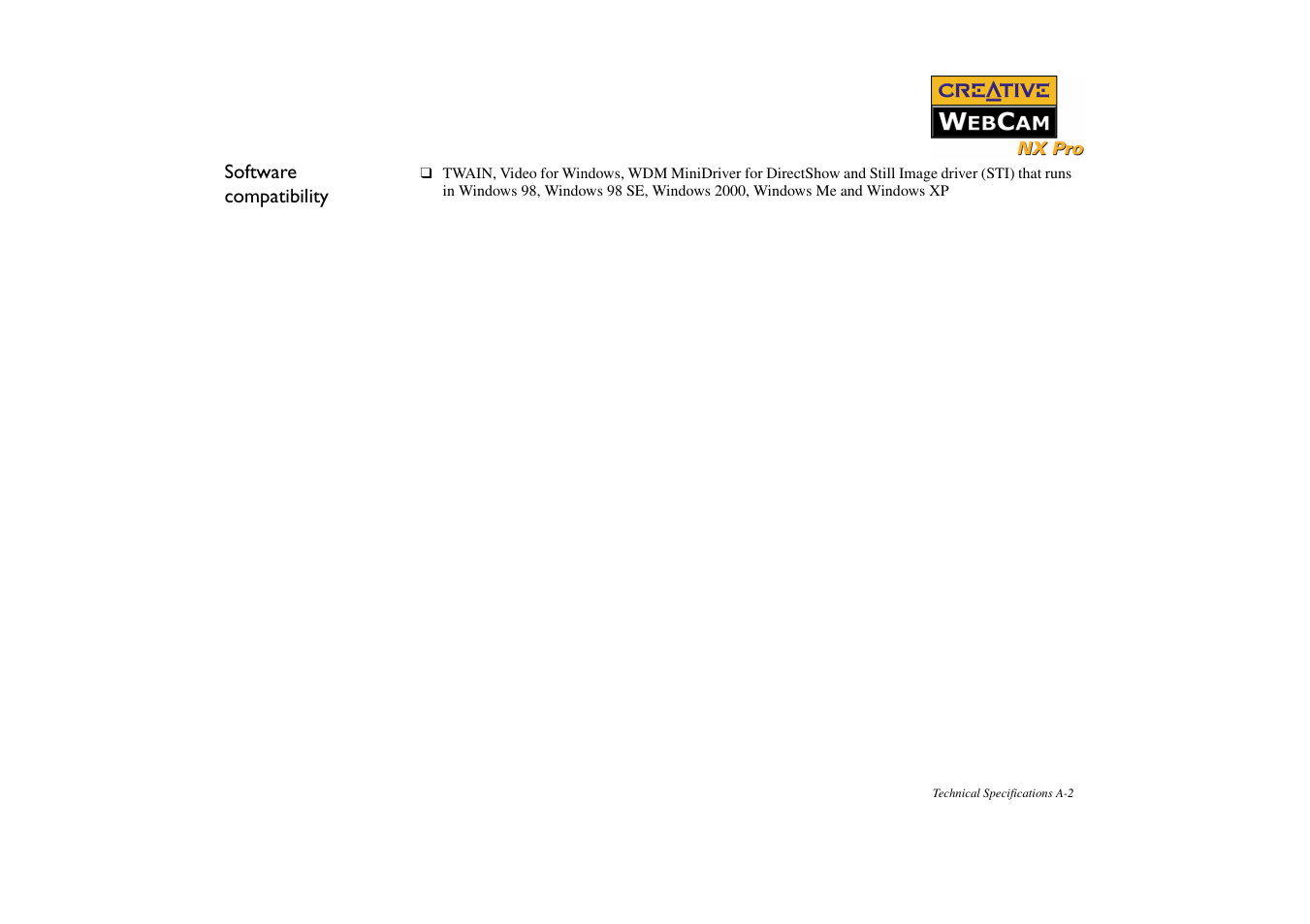 Software compatibility | CREATIVE NX Pro User Manual | Page 25 / 30