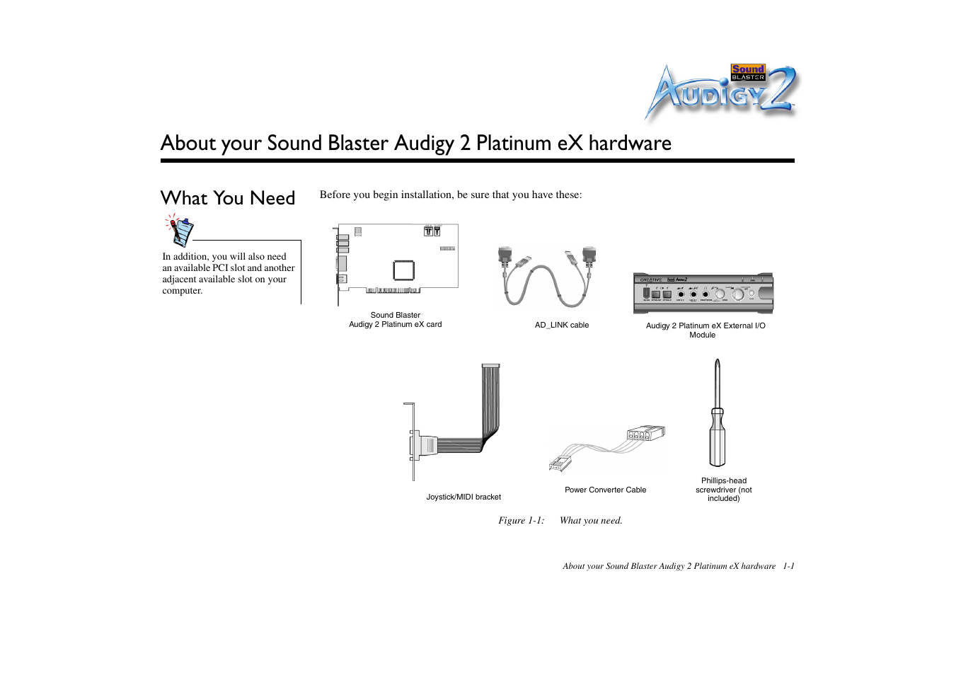 What you need, What you need -1 | CREATIVE Sound Blaster Audigy 2 Platinum eX User Manual | Page 15 / 75